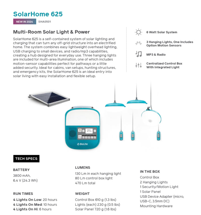 Maison solaire 620+ lampes solaires, Charge, & Radio